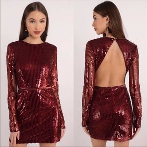 TOPSHOP KASEY SEQUIN OPEN BACK BODYCON DRESS IN WINE SIZE XS NWT